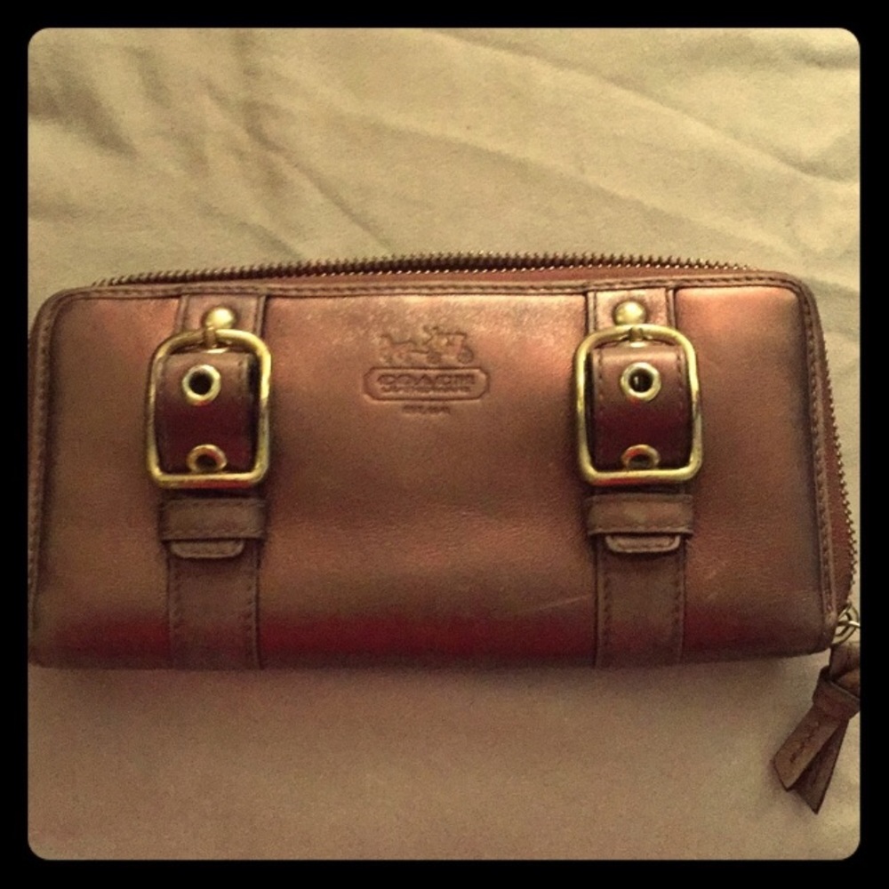 Bronze Metallic Vintage Themed Coach Wallet